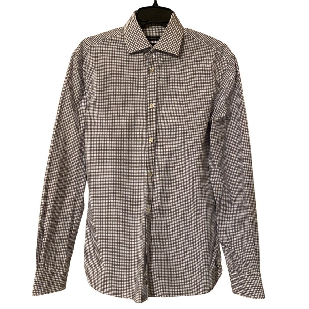 John Varvatos USA Button Down Shirt Slim Fit 14 1/2 32/33 Light Purple Stripes